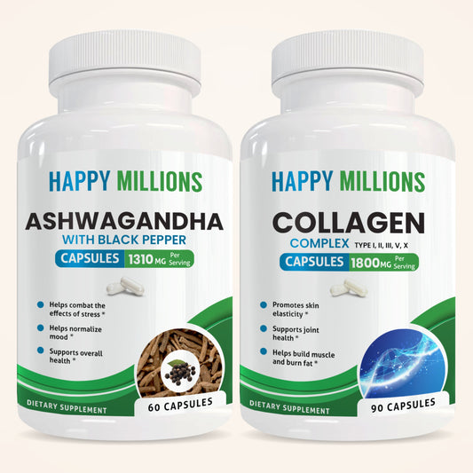 ASHWAGANDHA WITH BLACK PEPPER & COLLAGEN COMPLEX Happy Millions