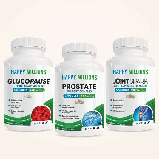 GLUCOPAUSE & PROSTATE & JOINTSPARK Happy Millions