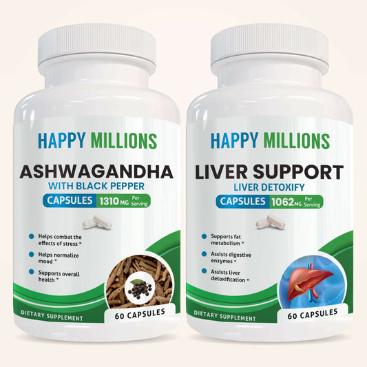 ASHWAGANDHA WITH BLACK PEPPER & LIVER SUPPORT Happy Millions